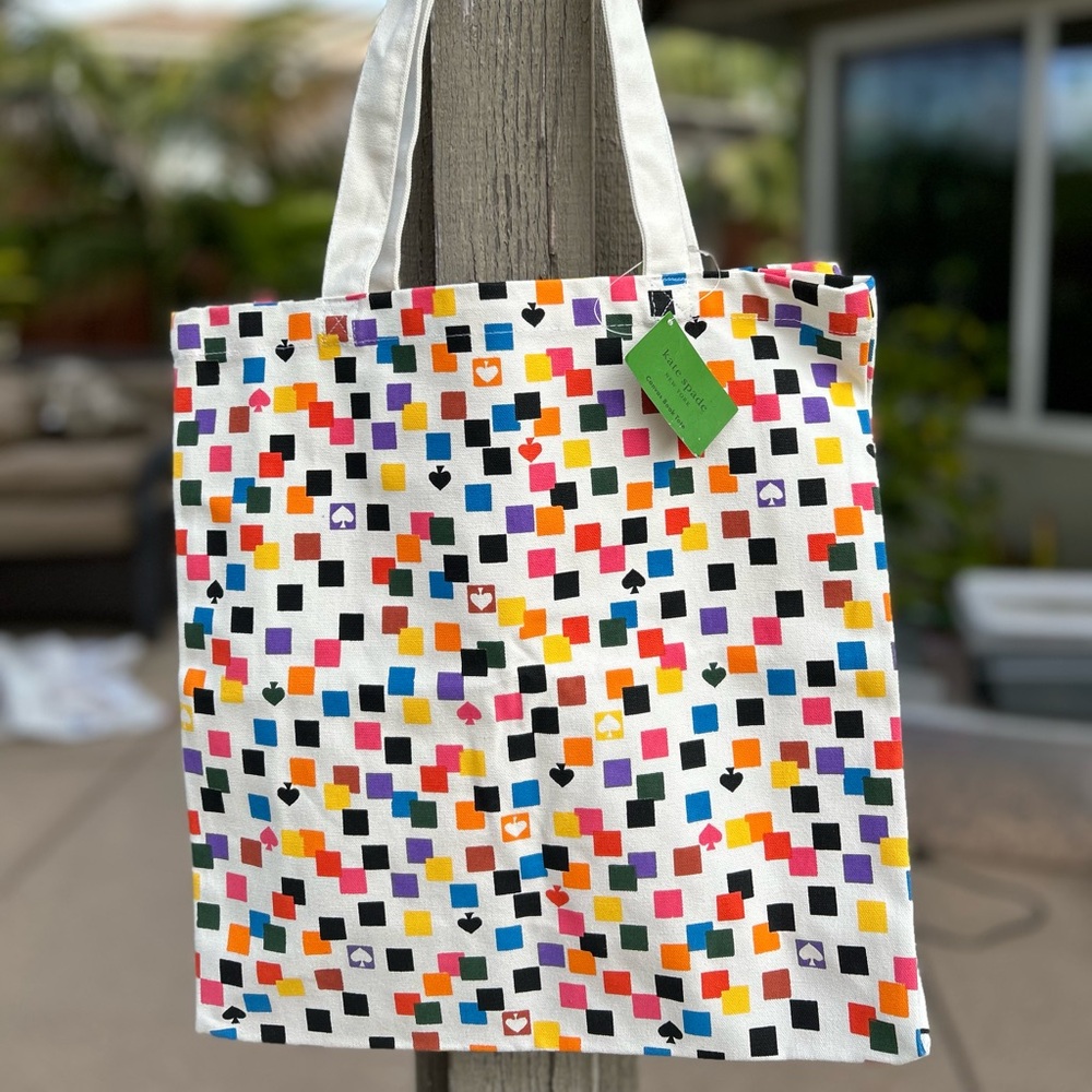NWT: Kate Spade Cream Tote with Colorful Accents